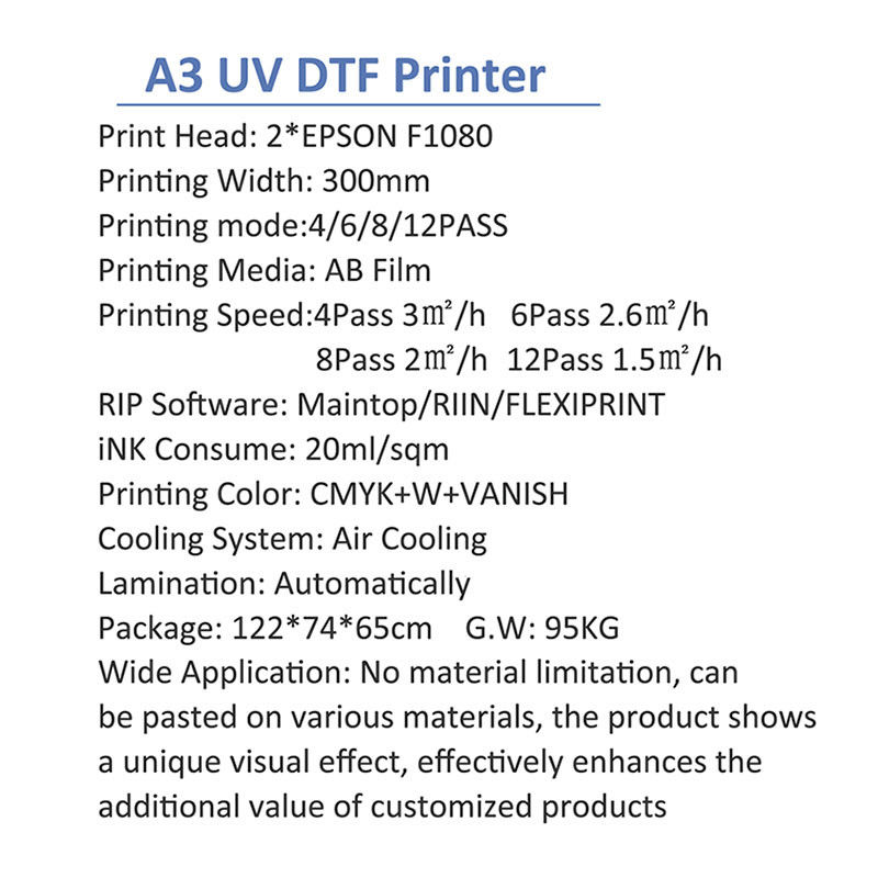 Цифровой УФ DTF 2 F1080 головный принтер 2 в 1 ширина печати 30 см/60 см